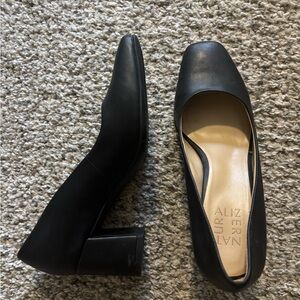 Naturalizer Black Square-Toe Block Heel Pumps